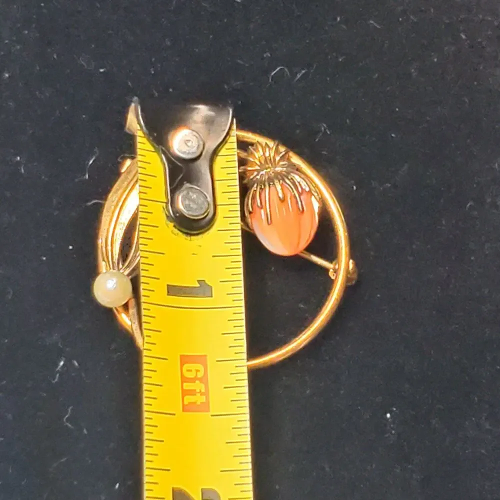 Vtg Gold Filled Wells Brooch High Fashion Costume Jewelry Floral Pin 1.25